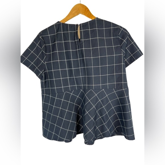 J.Crew Dark Navy Window Pane Plaid Top Size M. - Picture 4 of 11